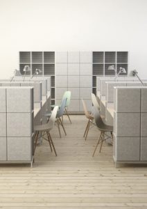 A modern office with cubicles