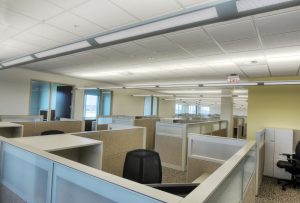 A modern office with cubicles